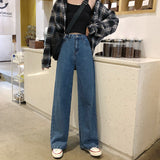 Purpdrank - High Waist Jeans For Women Vintage Long Denim Pants Female Vintage Casual Loose Full Length Wide Leg Pants Trousers