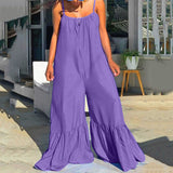 Purpdrank - Oversized Chiffon Jumpsuits and Rompers For Women Large Solid High Waisted Pleated V Neck Elegant Evening Night Party Jumpsuits