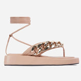 Purpdrank - Women Sandals Rock Style Heels Sandals Summer Shoes Women Lace Up Platform Sandalias Mujer Chain Flip Flops Women Wedges Shoes