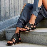 Purpdrank - Women's Artificial Leather Flat Summer Sandals Fashion Rome Flip Flops Platform Shoes