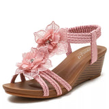 Purpdrank - Women's Shoes Fashion Summer Retro Flower Sandals Large Size Women's Shoes Beach Shoes