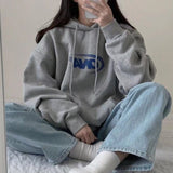 Purpdrank - Hoodies Women Plus Velvet Warm Winter and Spring Soft Harajuku Chic Letter Couples Hoodie with Hat Basic Style Womens Sweatshirt