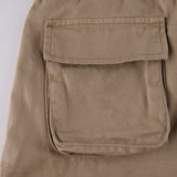 Purpdrank - Khaki Solid Baggy Cargo Pants Women Low Waist Mom Jeans Vintage 90s Grunge Streetwear Casual Hippie Denim Trousers