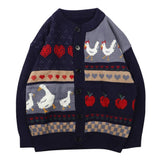 Purpdrank - 2023 Hip Hop Streetwear Knitted Sweater Men Women Jacquard Outer Harajuku Sweater Oversize Loose Cardigan Sweater Tops