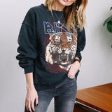 Purpdrank - Letter Embroidery White Crewneck Sweatshirt Women Winter Tops Oversized Cool Girls Streetwear New Korean Fashion Pullover Casual