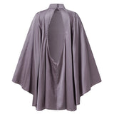 Purpdrank - Dresses for Women Fashion Satin Flare Sleeve Stand Collar Solid Evening Dresses Sexy Backless Robes Short Vestidos
