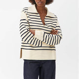 Purpdrank - New Knitted Pullover Women Vintage Black and White Plaid Long Sleeve Sweater Mujer Chic V-neck Casual Knitted Tops