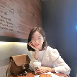 Purpdrank - New 2023 spring autumn Women puff Sleeve Stand Collar Chiffon Blouses office Ladies tops shirt