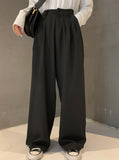 Purpdrank - Retro Solid Color Wild Straight Wide Leg Pants Female Spring New Korean Fashion High Waist Casual Long Pants