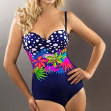 Purpdrank - Floral Print Female One Piece Large Swimsuits Closed Plus Size Swimwear Push Up Women's Swimming Body Bathing Suit Pool Beach