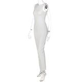 Purpdrank - Fashion Sexy O-neck Backless Long Maxi Evening Dresses Women Hollow Out Sleeveless Split Bodycon Party Dress for New Year