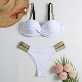 Purpdrank - Vintage Retro Bikini Patchwork Swimsuit Thong Brazilian Sexy Swimwear Female New Summer Micro V-bar Green Bathing Suits
