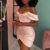 Purpdrank - High Quality Bodycon Satin Dress Pink Women Party Dress Mini New Double Layer Summer Dress Celebrity Evening Club Dress