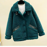 Purpdrank - Fashion Lamb Plush Fur Coat Casual Jackets Womens New Autumn Winter Korean Style Short Polar Fleece Outerwear Jackets Women