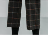 Purpdrank - New Autumn Winter Woolen Plaid Women Formal Straight Pants High Waist Ankle-Length Chic Loose Ladies Pants Pocket