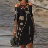 Purpdrank - Fashion Retro Printing Women Dress Sexy V-Neck Short Sleeve Loose Beach Homewear Dress Summer Casual Comfy Female Model Dress