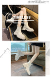 Purpdrank - 2023 New Chunky Boots Fashion Platform Women Ankle Female Sole Pouch Ankle Botas Mujer Round Toe Slip-On Botas Altas Mujer