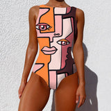 Purpdrank - Sexy Print One Piece Swimsuit Closed Large Size Swimwear Push Up Women Flower Vintage Body Swim Beach Pool Bathing Suit