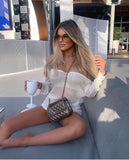 Purpdrank - Vestidos Women Clothing Ice Sexy Backless Mini Beach Dress Casual Thin Knit Sweater Dresses Summer White Dress