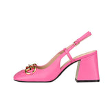 Purpdrank - Retro Thick Heel Nude Black Sandals Women Shoes Sexy Ankle Strap Metal Mary Janes Casual Slingback Pumps Dress Shoes For Woman