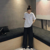 Purpdrank - Retro Solid Color Wild Straight Wide Leg Pants Female Spring New Korean Fashion High Waist Casual Long Pants