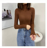 Purpdrank - Women's Turtleneck Sweater Autumn and Winter New Pullover Slim Bottoming Sweater Knitted Casual Long Sleeve Pull Femme 16675
