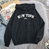 Purpdrank - NEW Sweatshirts velvet winter Women's NEW YORK printing Hooded Female Cotton Thicken Warm Hoodies Lady Autumn Tops