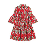 Purpdrank - Womens African Ankara Print Maxi Dress Traditional Casual Outfits Attire Fashion Lotus Sleeve V Neck African Dresses Women