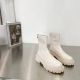Purpdrank - Platform Knee High Boots Slip-on Block Heel Footwear Women Thick High Heels PU Leather Shoes Fashion Spring Female Boots