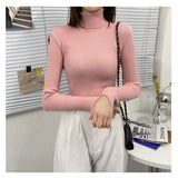 Purpdrank - Women's Turtleneck Sweater Autumn and Winter New Pullover Slim Bottoming Sweater Knitted Casual Long Sleeve Pull Femme 16675