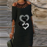 Purpdrank - Fashion Retro Printing Women Dress Sexy V-Neck Short Sleeve Loose Beach Homewear Dress Summer Casual Comfy Female Model Dress