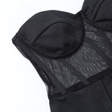 Purpdrank - Sexy Black Mesh Patchwork Strapless Corset Maxi DressesWomen Summer Sleeveless Bodycon Split See Through Party Club Dress
