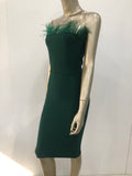 Purpdrank - New Summer Sexy Strapless Backless Feather Black Midi Women Bodycon Bandage Dress Designer Fashion Party Club Dress Vestido