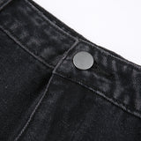 Purpdrank - New  Mall Goth Y2K High Waist Jean Skirts E-girl Aesthetics Black Denim Pleated Skirts with Big Pockets Grunge Punk Outfits