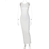 Purpdrank - Fashion Sexy O-neck Backless Long Maxi Evening Dresses Women Hollow Out Sleeveless Split Bodycon Party Dress for New Year