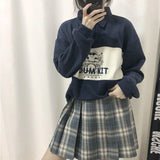 Purpdrank - Vintage Polo Collar Oversized Hoodies Women Korean Autumn Letter Print Sweatshirt Harajuku Bear Tops Long Sleeve Plus Size
