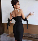 Purpdrank - Black Diamonds Women Bandage Dress Off Shoulder Strapless Strap Bodycon Female Evening Party Club Sexy Dresses Summer