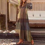 Purpdrank - Bohemian Shirt Dress Women's Maxi Sundress Spring Elegant Casual V Neck Ruflle Vestido Female Long Sleeve Tunic Robe