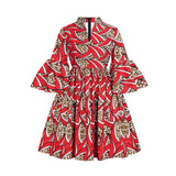 Purpdrank - Womens African Ankara Print Maxi Dress Traditional Casual Outfits Attire Fashion Lotus Sleeve V Neck African Dresses Women