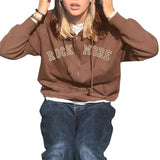 Purpdrank - Brown Zip Up Sweatshirt Winter Jacket Clothes oversize y2k Hoodies Women plus size Vintage Pockets Long Sleeve Pullovers