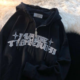 Purpdrank - Letters Print Sweatshirt Y2k Zip-up Hoodie Hip Hop Streetwear Kawaii Harajuku Grunge E-girl Outwear Pink Tops Hoodies Women