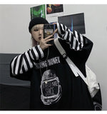 Purpdrank - Autumn tshirt Casual Letter Print O-Neck stripe Tees Creativity Loose T-Shirts Women Long Sleeve Oversize top Hip Hop Streetwear