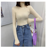 Purpdrank - Women's Turtleneck Sweater Autumn and Winter New Pullover Slim Bottoming Sweater Knitted Casual Long Sleeve Pull Femme 16675