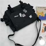 Purpdrank - Canvas Shoulder Bags Large Capacity Crossbody Bags Male Harajuku Retro Messenger Bag Girls Student Book Bags Handbags Women Bags