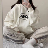 Purpdrank - Hoodies Women Plus Velvet Warm Winter and Spring Soft Harajuku Chic Letter Couples Hoodie with Hat Basic Style Womens Sweatshirt