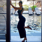 Purpdrank - Fashion Sexy O-neck Backless Long Maxi Evening Dresses Women Hollow Out Sleeveless Split Bodycon Party Dress for New Year