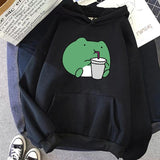Purpdrank - Springtime Skateboard frog oversized Sweatshirt men and women's  Hoodies Harajuku Warm Pullover Womens Korean Style Hoodie