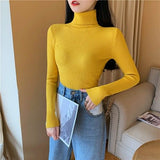 Purpdrank - New Women's Autumn Winter Turtleneck Pullovers Sweater Woman Primer Shirt Long Sleeve Short Slim-fit tight Jumper Top Solid