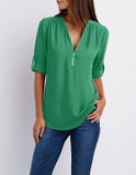 Purpdrank - Women Shirts Summer Autumn Casual V-neck Chiffon Blouse Women Top Camisa Feminina Long Sleeve Black White Ladies Blouses Shirt