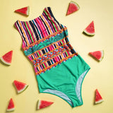 Purpdrank - Sexy Print One Piece Swimsuit Closed Large Size Swimwear Push Up Women Flower Vintage Body Swim Beach Pool Bathing Suit